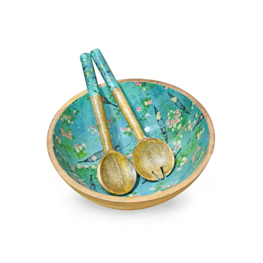 Lake Reverie Salad Bowl with Salad Servers