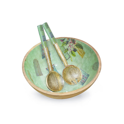 Blush Garden Salad Bowl with Salad Servers