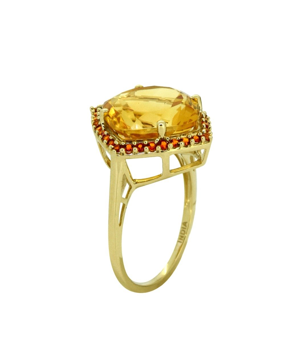 Tiramisu 6.31 ct Citrine Garnet Solid 14k Yellow Gold Gemstone Ring