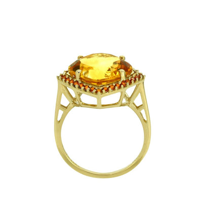 Tiramisu 6.31 ct Citrine Garnet Solid 14k Yellow Gold Gemstone Ring