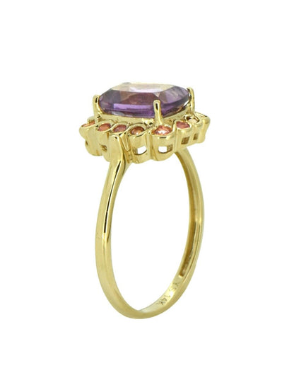 Tiramisu Solid 14k Yellow Gold Amethyst Ring (2.69 ct)