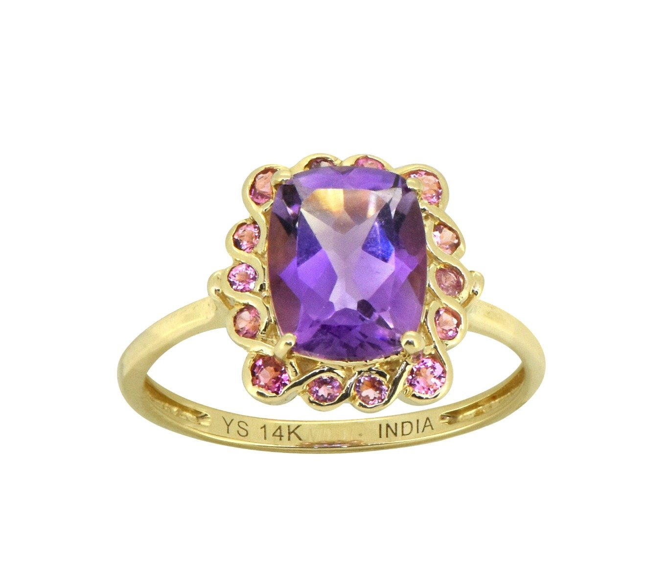 Tiramisu Solid 14k Yellow Gold Amethyst Ring (2.69 ct)