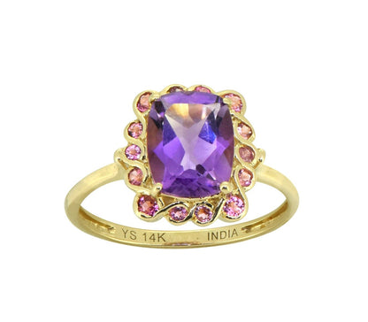 Tiramisu Solid 14k Yellow Gold Amethyst Ring (2.69 ct)