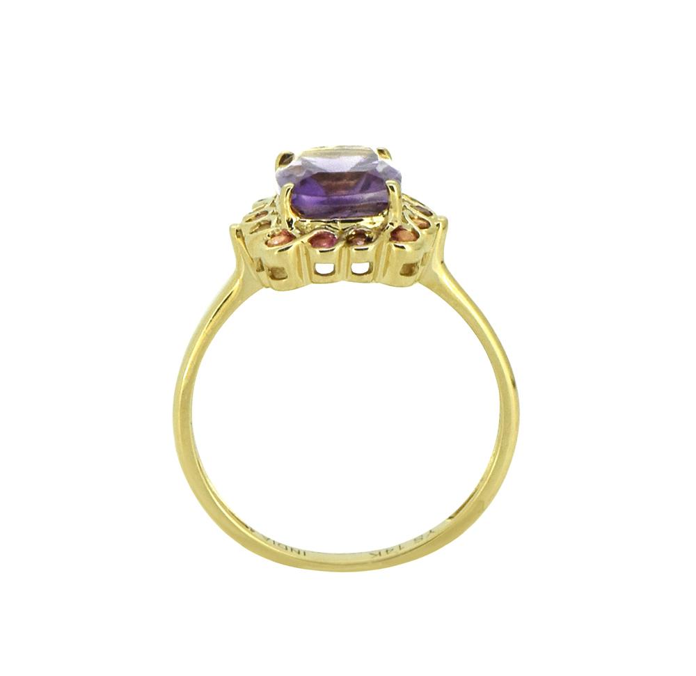 Tiramisu Solid 14k Yellow Gold Amethyst Ring (2.69 ct)