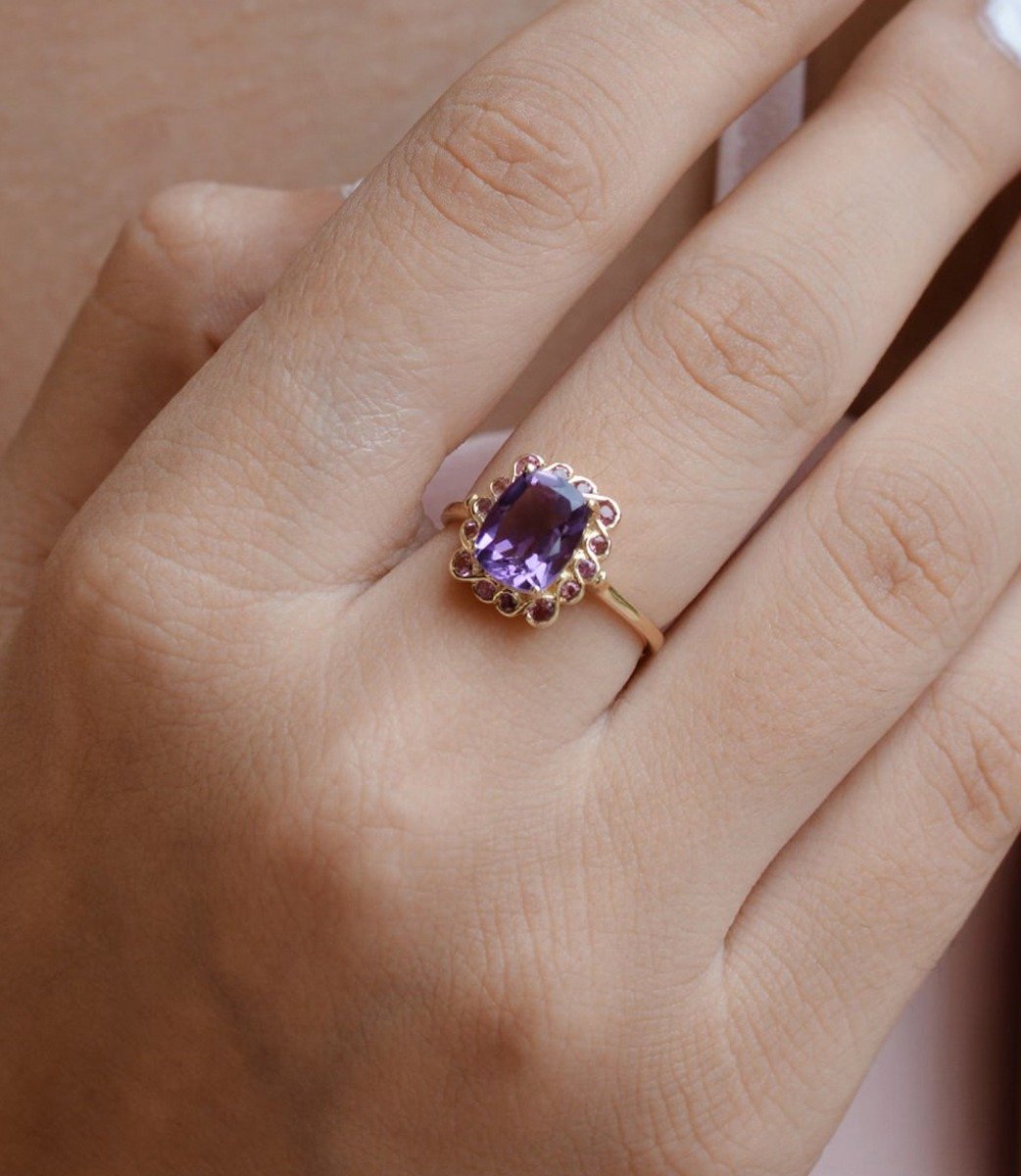 Tiramisu Solid 14k Yellow Gold Amethyst Ring (2.69 ct)