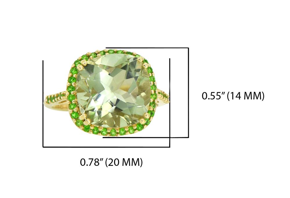 Tiramisu Solid 14k Yellow Gold Green Amethyst Ring (6.98 ct)