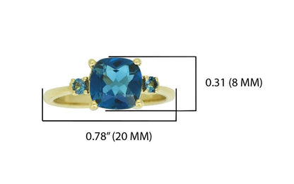 Tiramisu Solid 14k Yellow Gold London Blue Topaz Ring 2.15 ct
