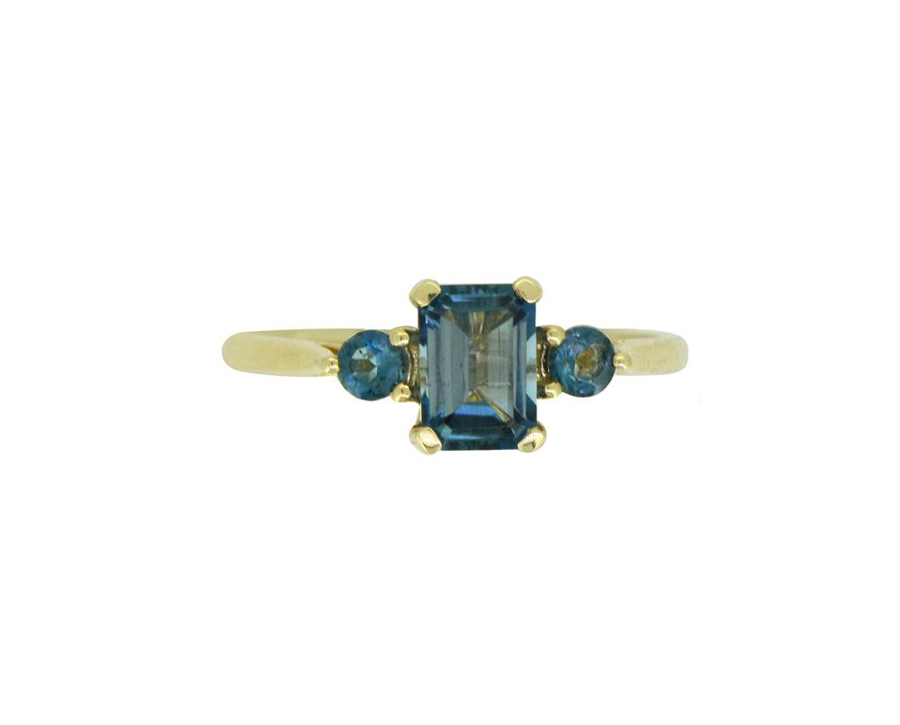 Tiramisu Solid 14k Yellow Gold London Blue Topaz Ring 1.65 ct