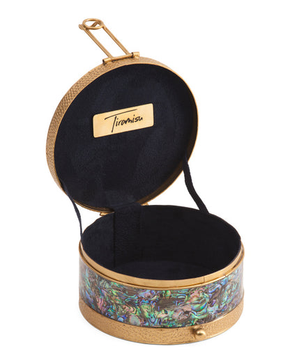 ROUND JEWELRY BOX WITH ABALONE SHELL